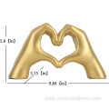 Gold Gesture Heart Hand Statue for Room Decoration